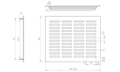 Renson rist type 381 - 150x2000mm i hvidlakeret aluminium - BEL9010 - DB 2298249